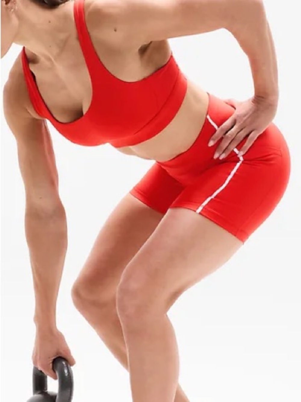 Athleta Interval Stash High Rise Tipped 5” Shorts Red Large